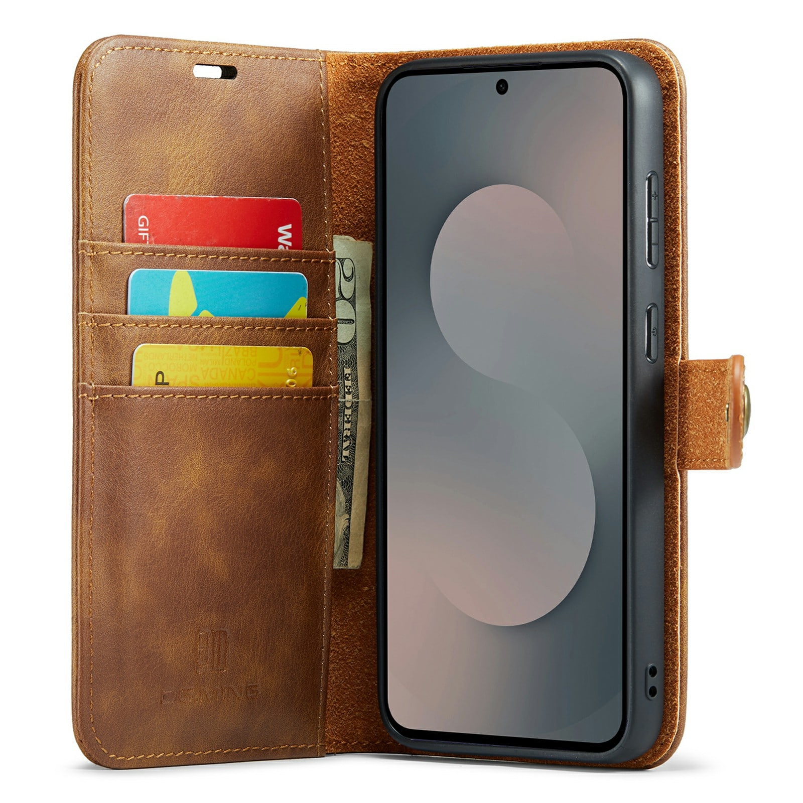 Samsung Galaxy S25 FE Plånboksfodral med avtagbart skal, Cognac