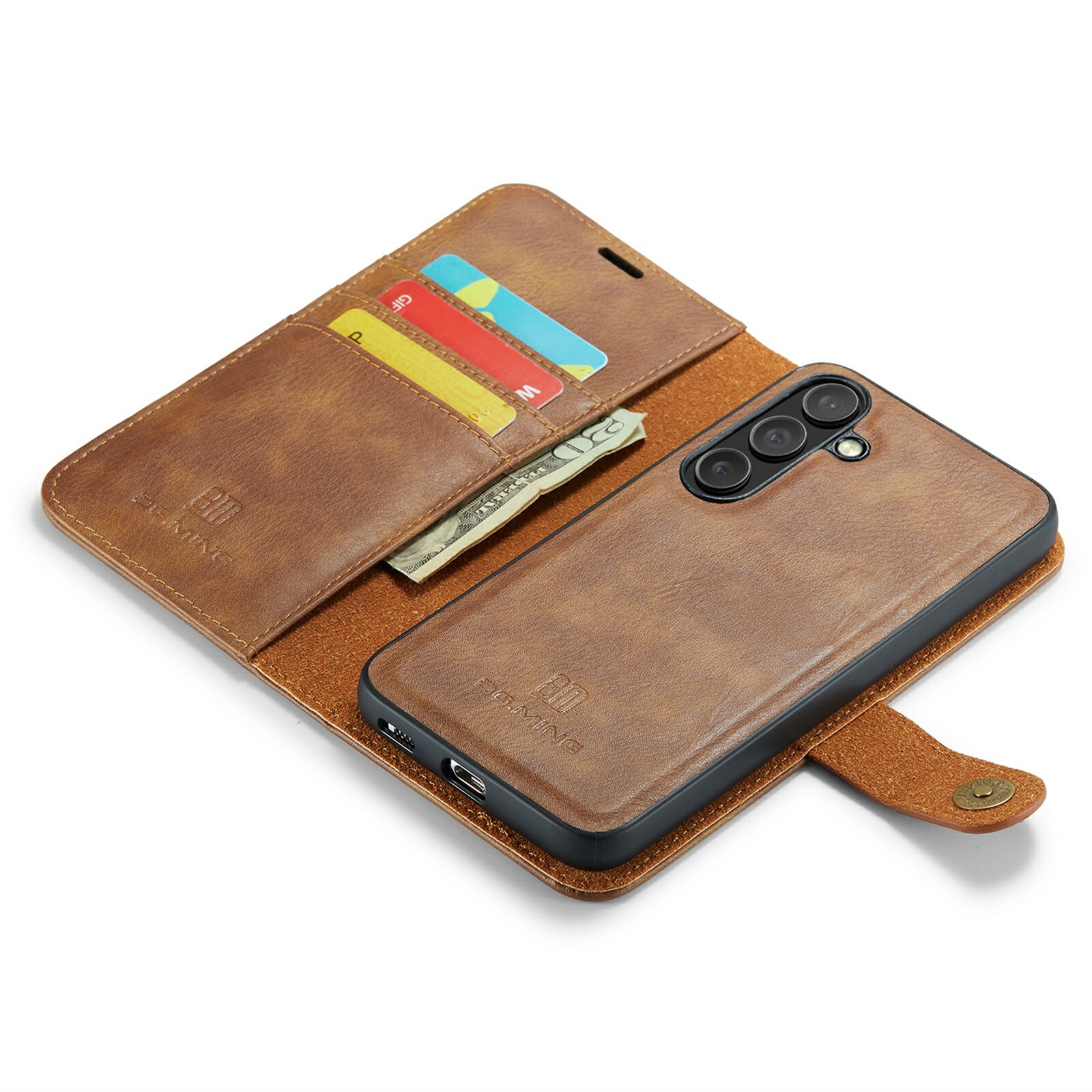 Samsung Galaxy S25 FE Plånboksfodral med avtagbart skal, Cognac