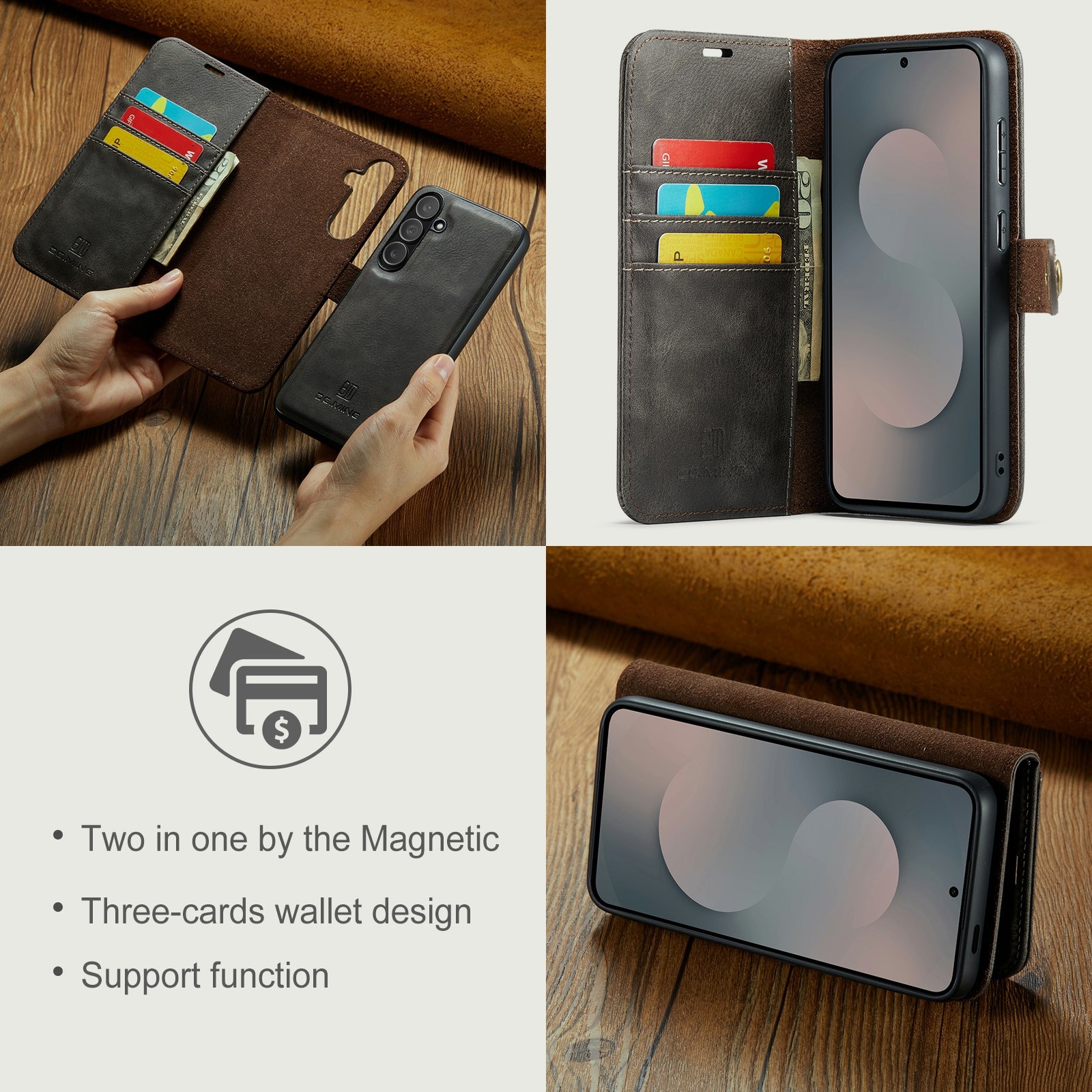 Samsung Galaxy S25 FE Plånboksfodral med avtagbart skal, Brown