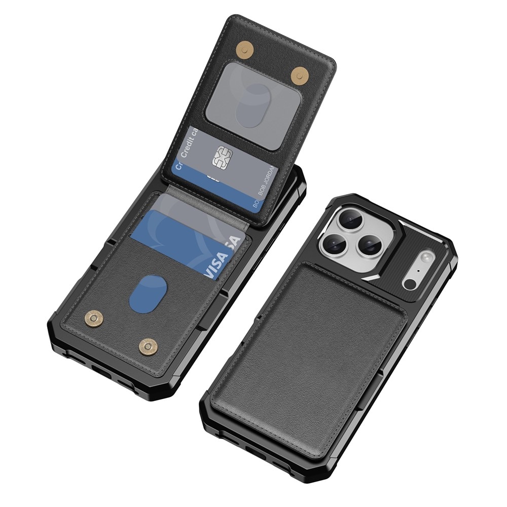 iPhone 17 Pro Stilrent Mobilskal med Plånbok, Svart