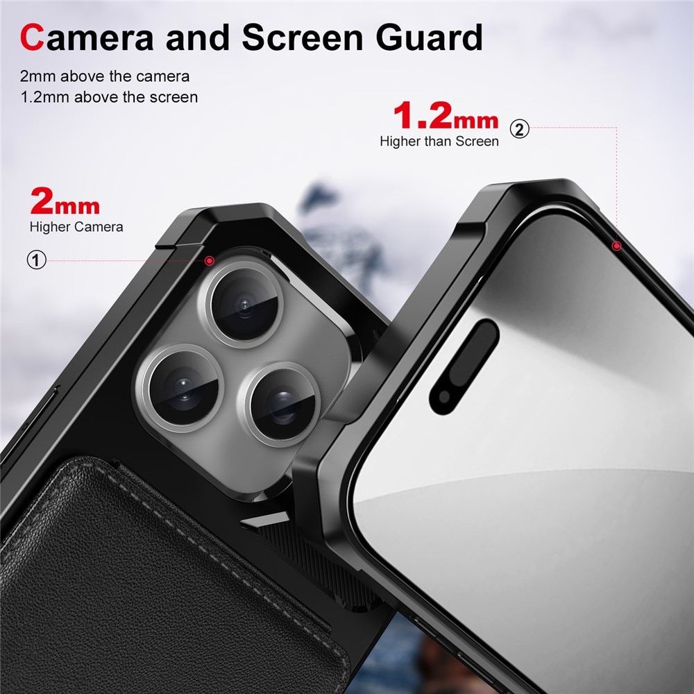 iPhone 17 Pro Stilrent Mobilskal med Plånbok, Svart