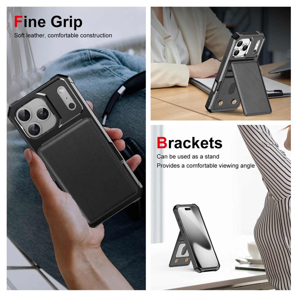 iPhone 17 Pro Stilrent Mobilskal med Plånbok, Svart