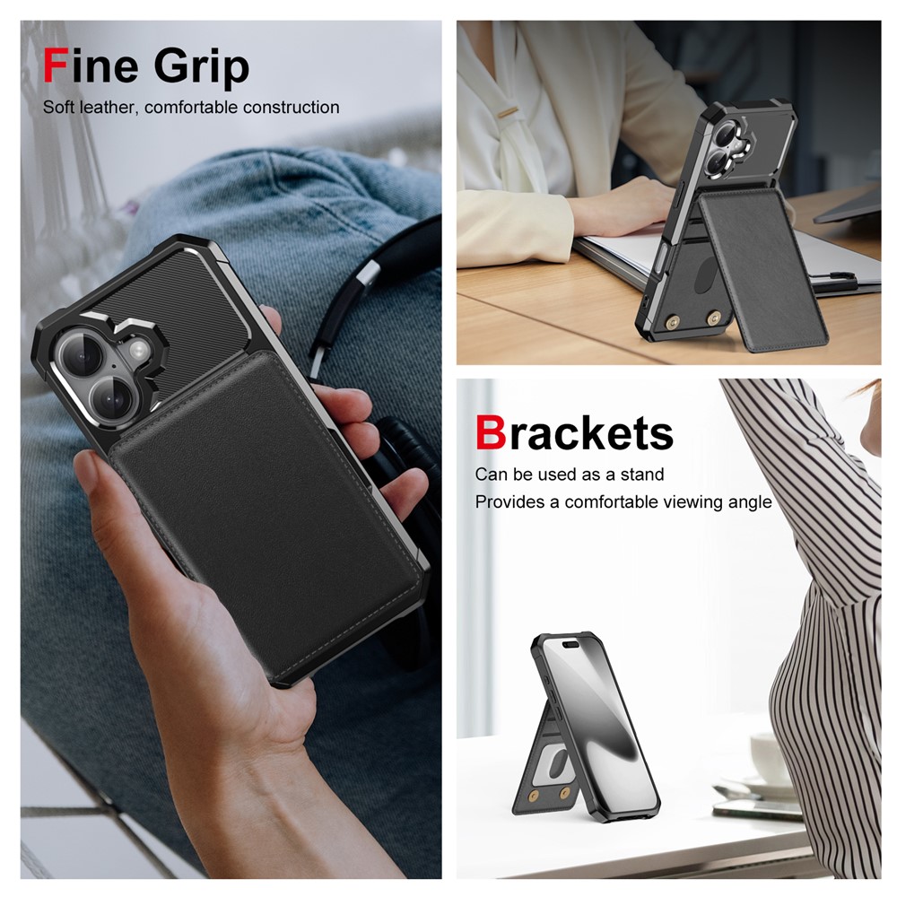 iPhone 17 Pro Max Stilrent Mobilskal med Plånbok, Svart