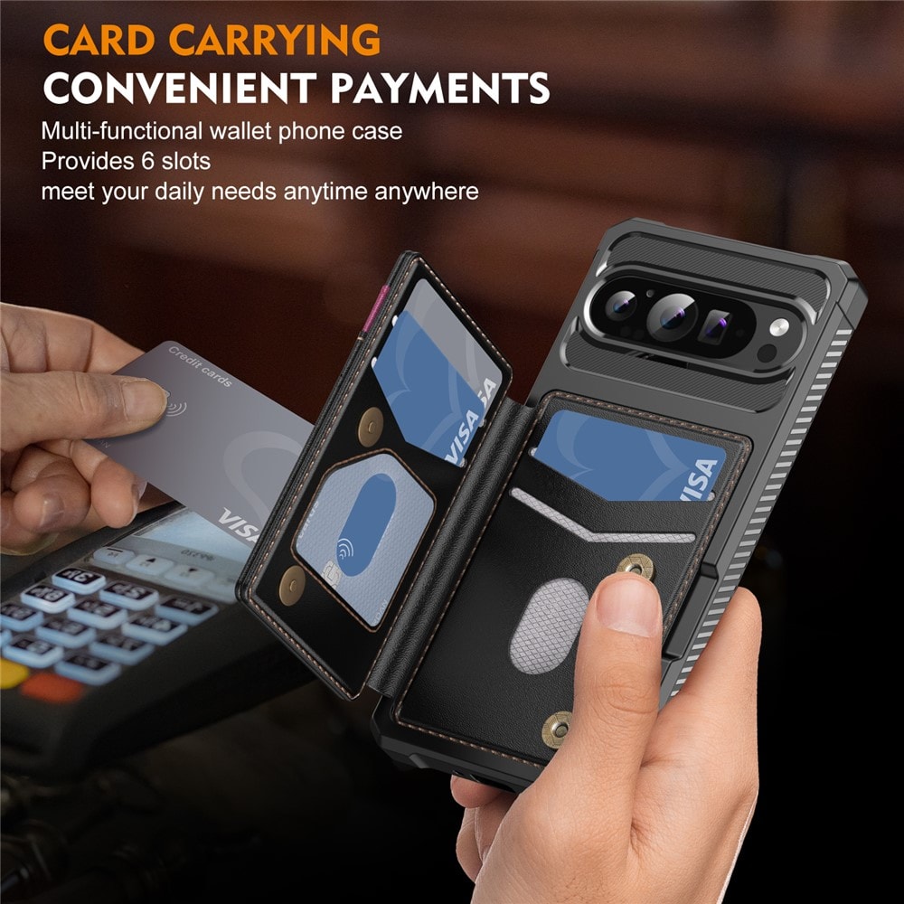 Google Pixel 10 Pro Mobilskal med RFID-Plånbok, Svart