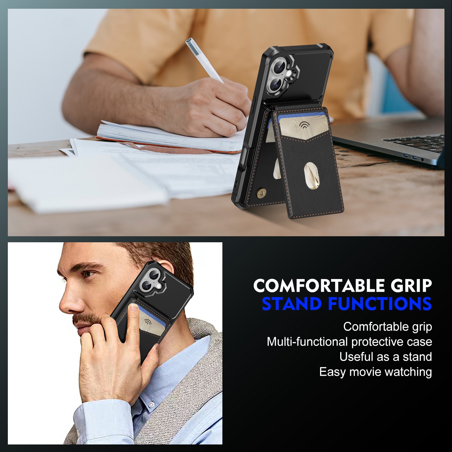 iPhone 17 Magnetiskt mobilskal med avtagbar plånbok, Svart