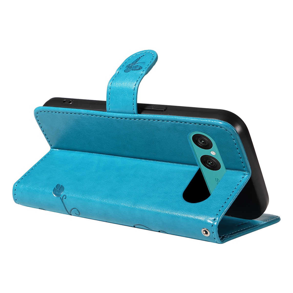Sony Xperia 10 VII Mobilfodral med fjärilar, Blå