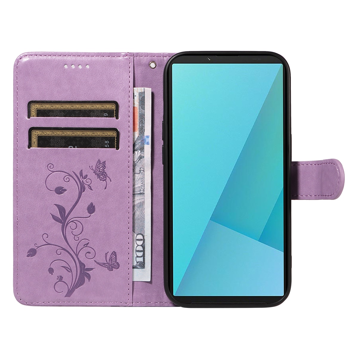 Sony Xperia 10 VII Mobilfodral med fjärilar, Lila