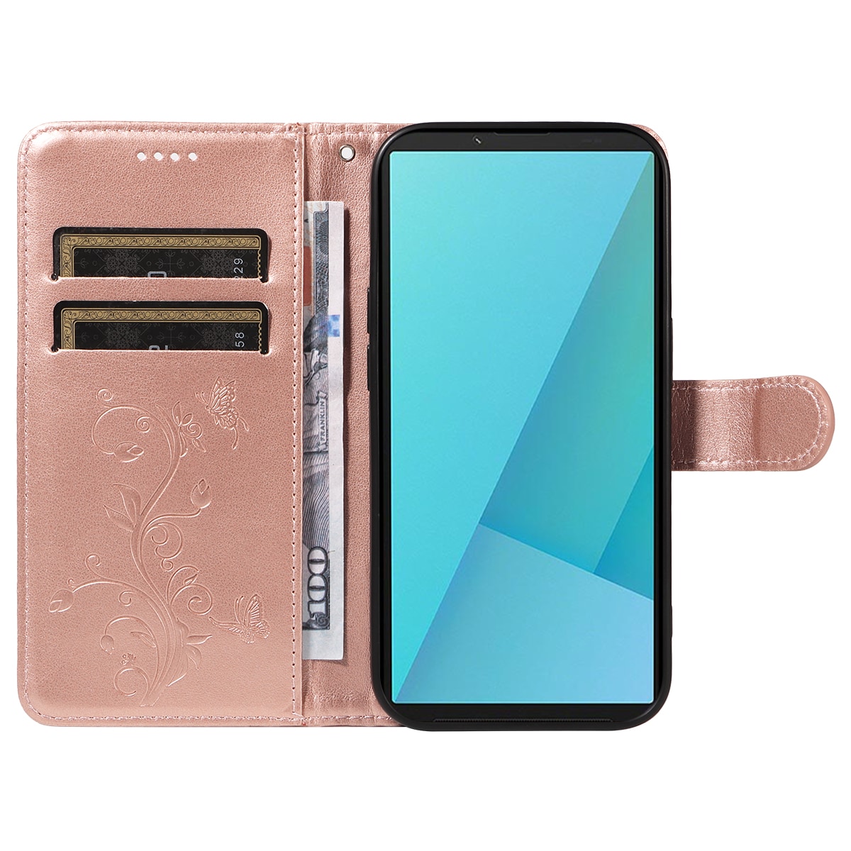 Sony Xperia 10 VII Mobilfodral med fjärilar, Roséguld