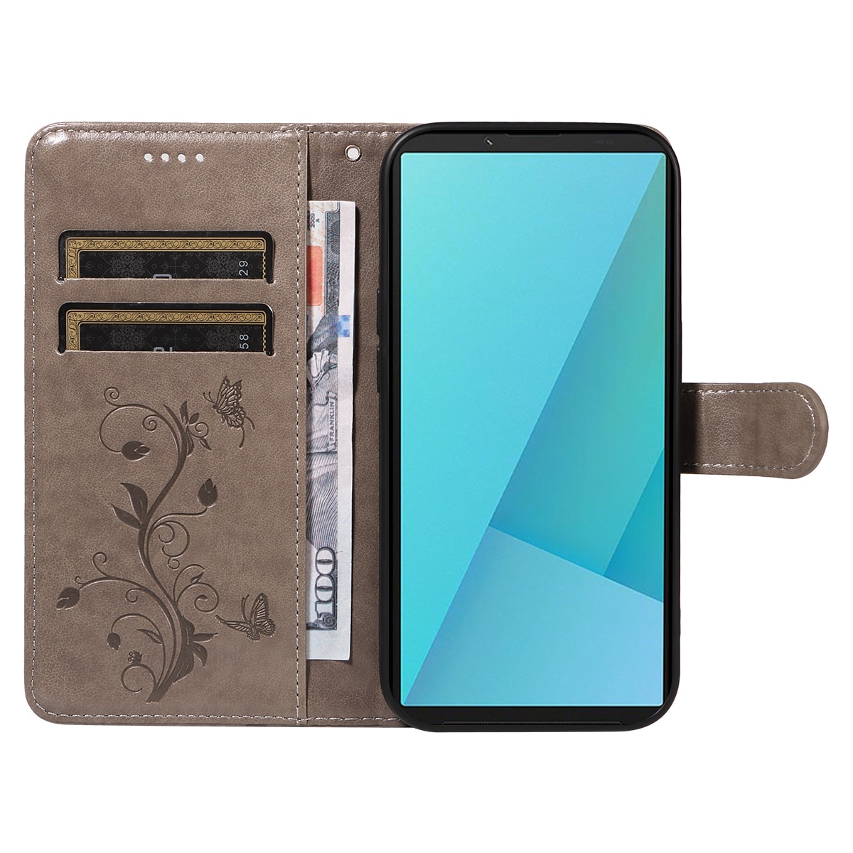 Sony Xperia 10 VII Mobilfodral med fjärilar, Grå