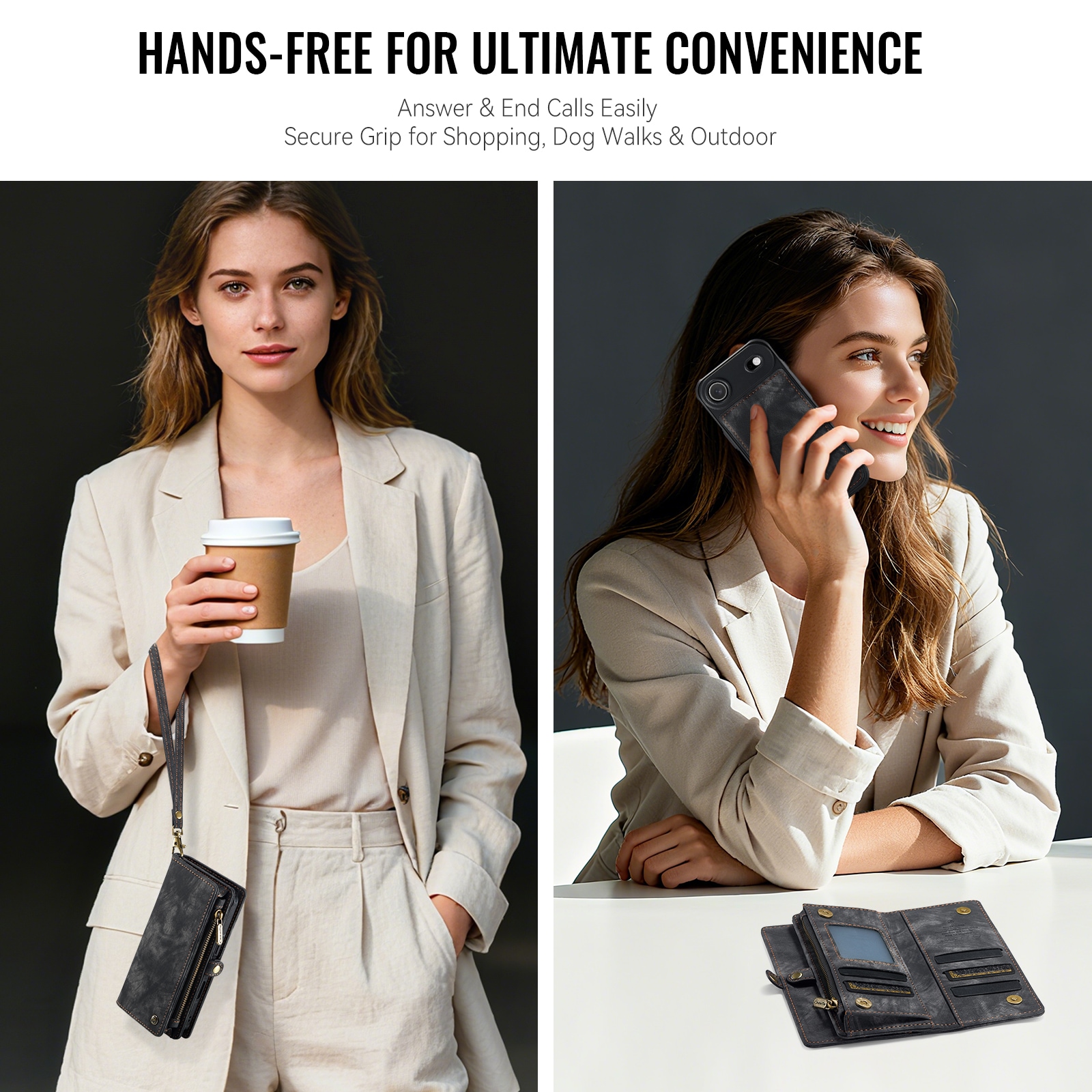 iPhone Air Rymligt plånboksfodral med många kortfack, Grå