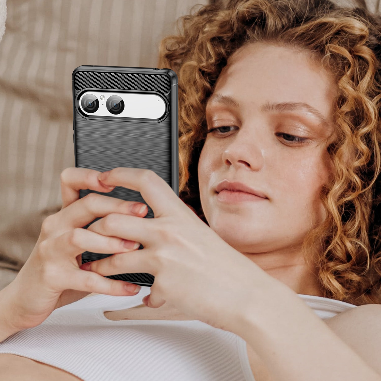 Sony Xperia 10 VII TPU-skal Brushed, Svart