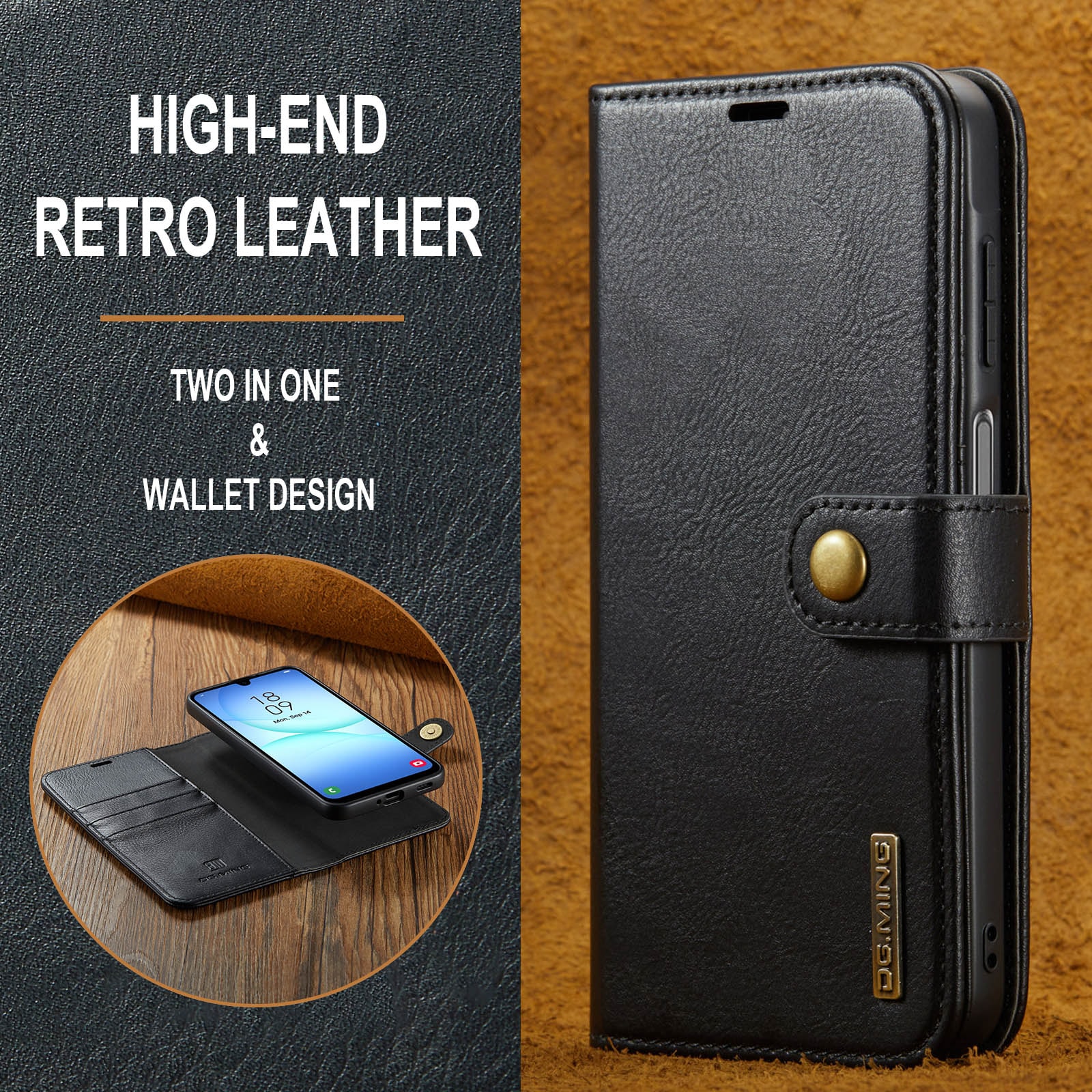 Samsung Galaxy A17 Plånboksfodral med avtagbart skal, Black