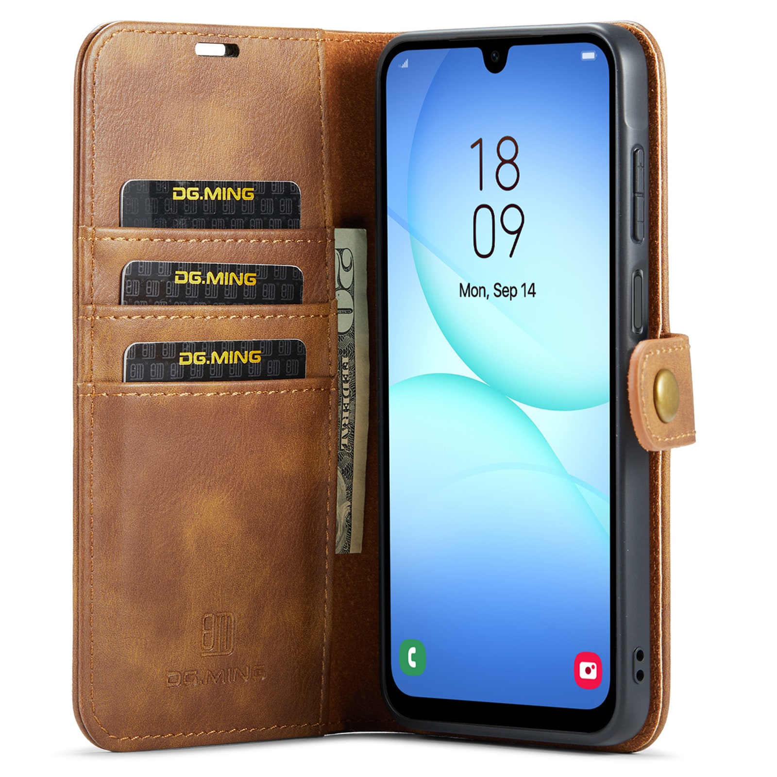 Samsung Galaxy A17 Plånboksfodral med avtagbart skal, Cognac