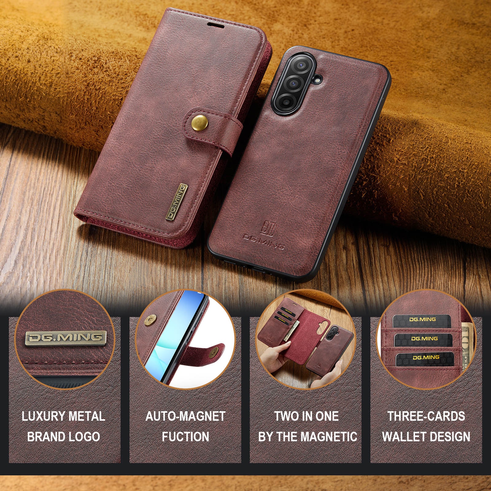 Samsung Galaxy A17 Plånboksfodral med avtagbart skal, Red