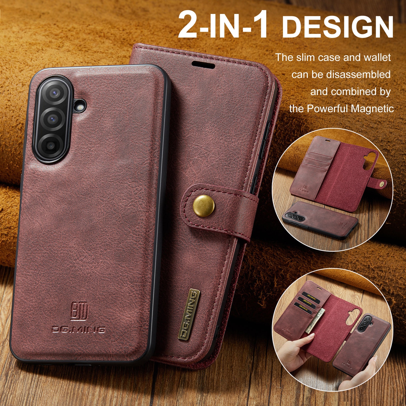 Samsung Galaxy A17 Plånboksfodral med avtagbart skal, Red