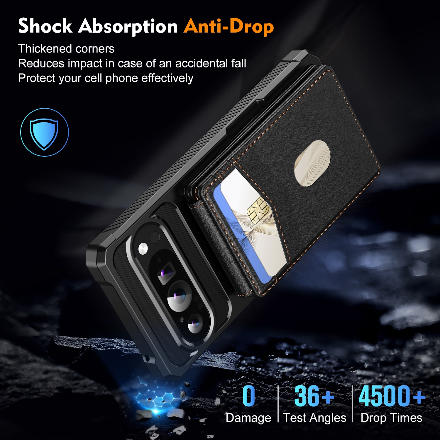 Google Pixel 10 Pro Magnetiskt mobilskal med avtagbar plånbok, Svart