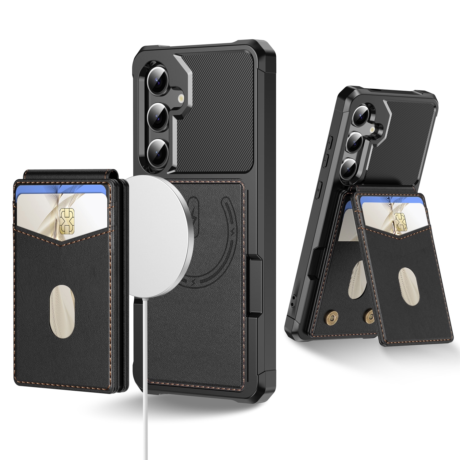 Samsung Galaxy S25 Magnetiskt mobilskal med avtagbar plånbok, Svart