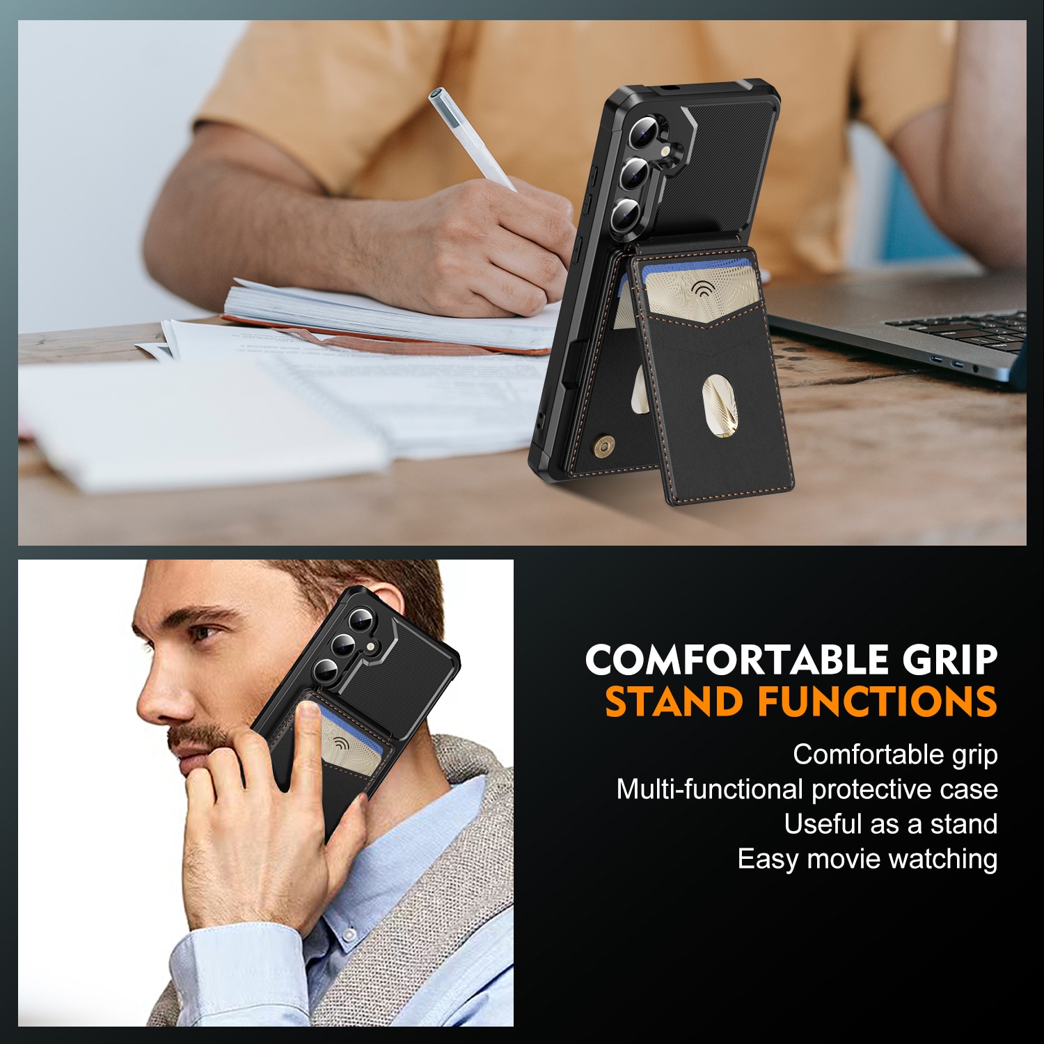 Samsung Galaxy S25 Magnetiskt mobilskal med avtagbar plånbok, Svart