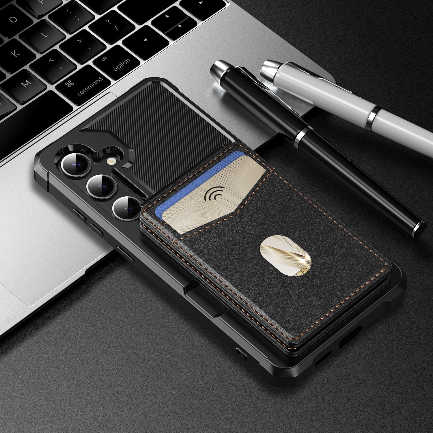 Samsung Galaxy S25 Magnetiskt mobilskal med avtagbar plånbok, Svart