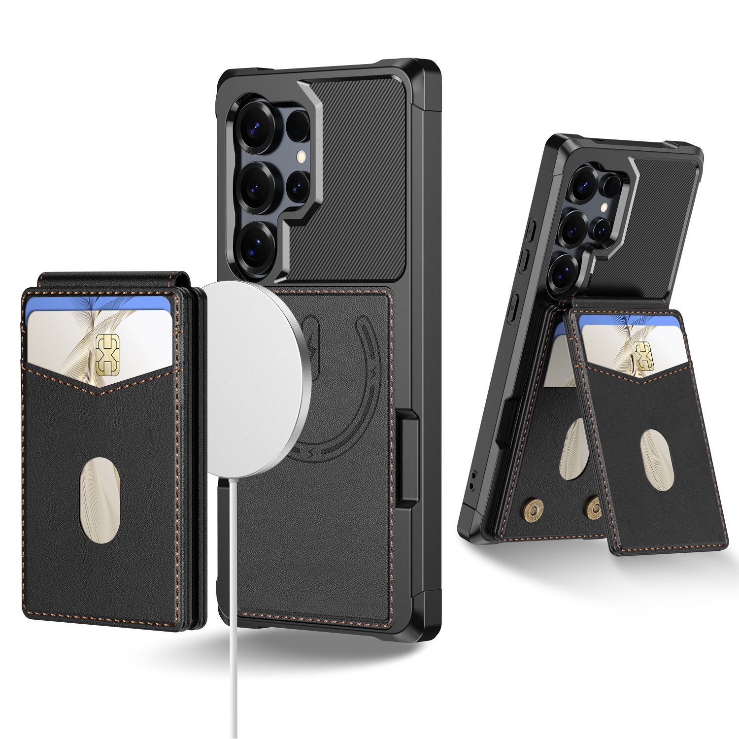 Samsung Galaxy S25 Ultra Magnetiskt mobilskal med avtagbar plånbok, Svart