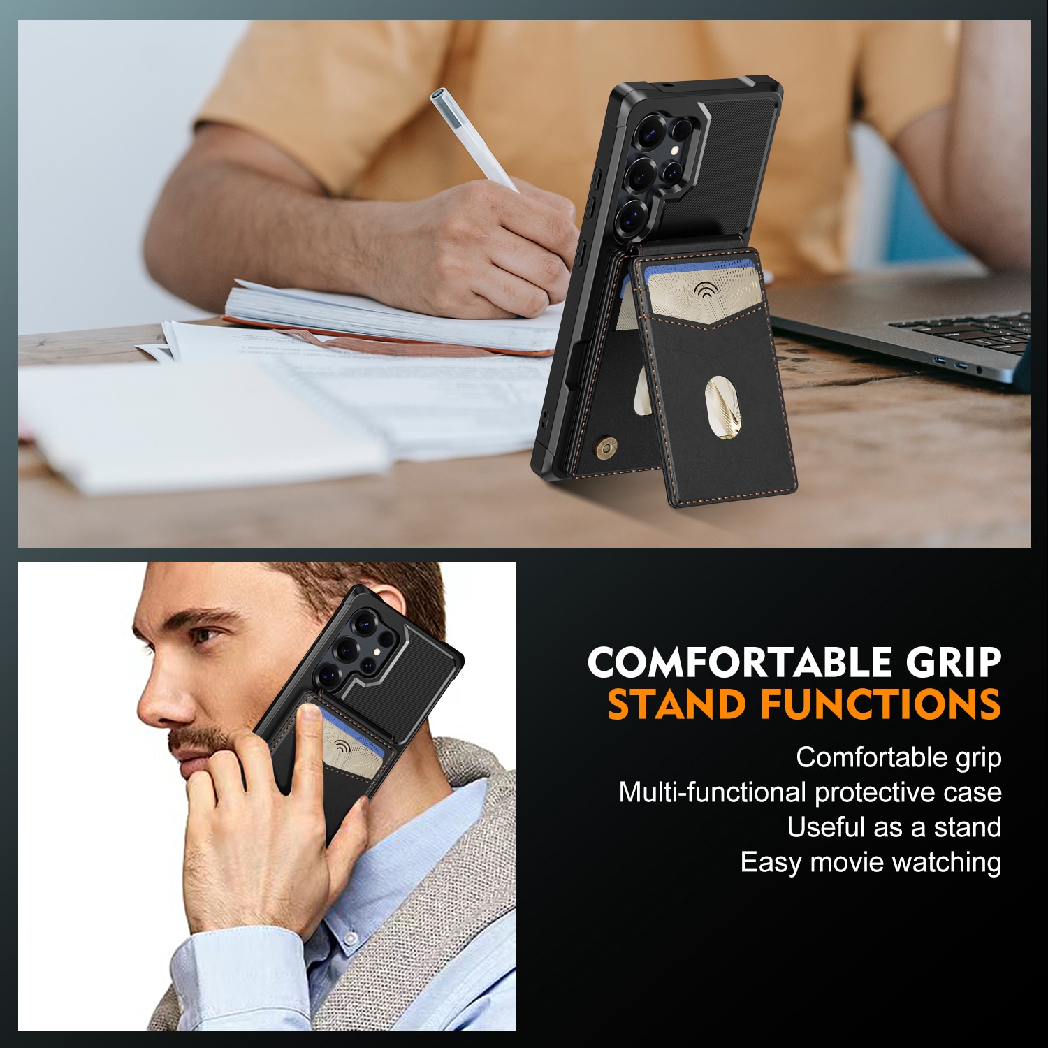 Samsung Galaxy S25 Ultra Magnetiskt mobilskal med avtagbar plånbok, Svart