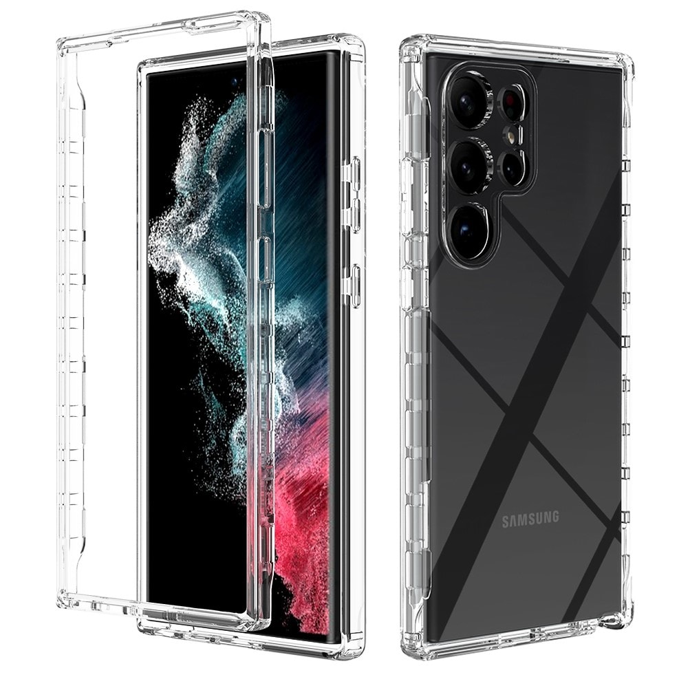 Samsung Galaxy S23 Ultra Stöttåligt mobilskal med skyddsram, Genomskinlig