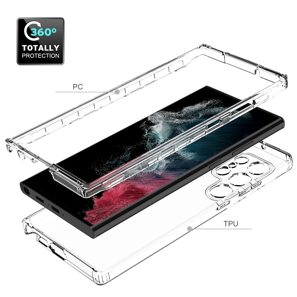 Samsung Galaxy S23 Ultra Stöttåligt mobilskal med skyddsram, Genomskinlig