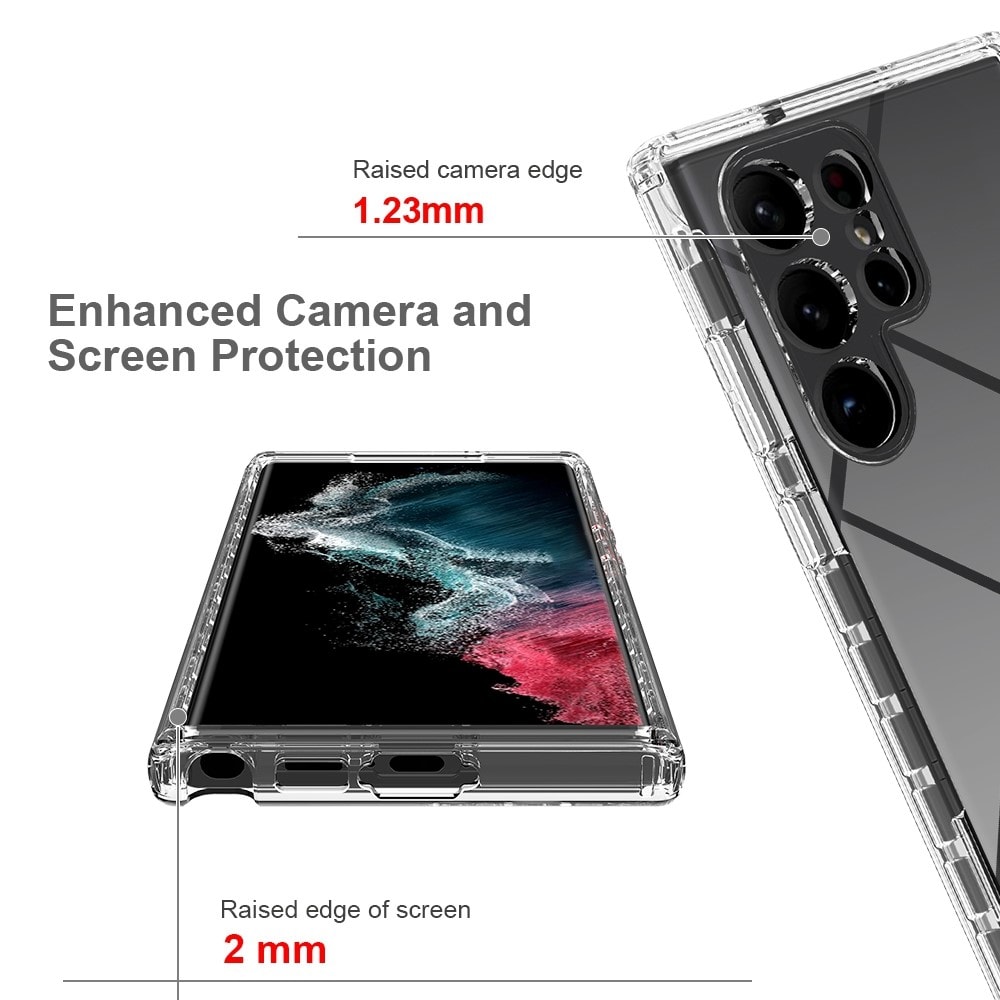 Samsung Galaxy S23 Ultra Stöttåligt mobilskal med skyddsram, Genomskinlig