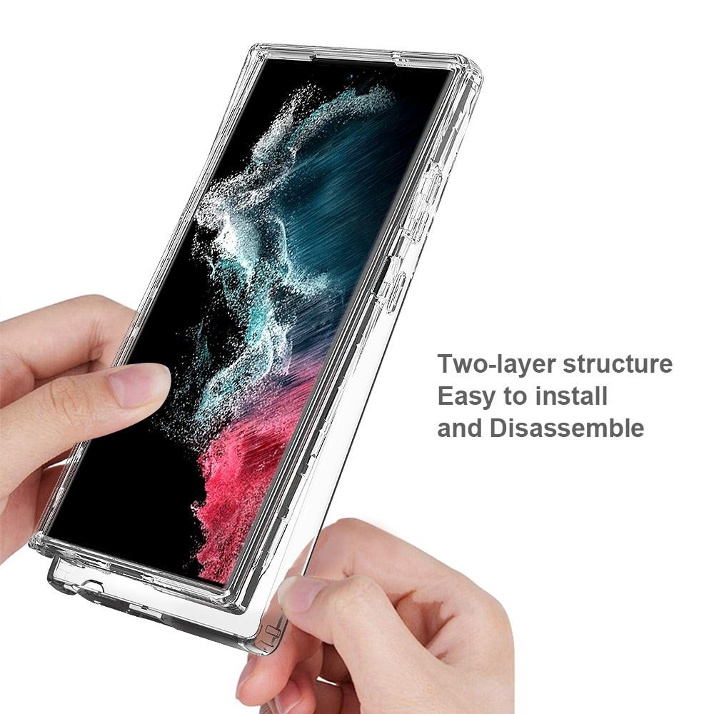 Samsung Galaxy S23 Ultra Stöttåligt mobilskal med skyddsram, Genomskinlig
