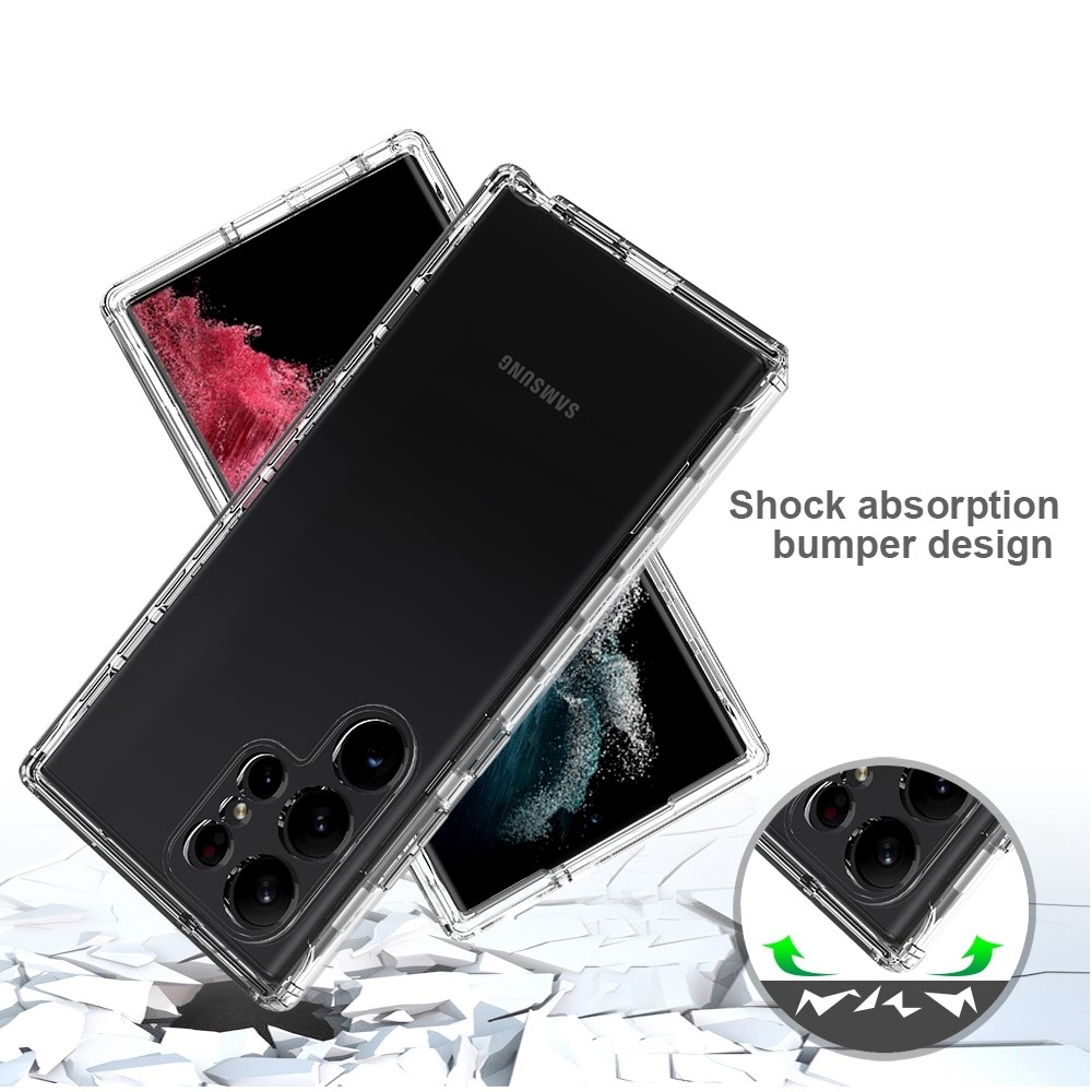 Samsung Galaxy S23 Ultra Stöttåligt mobilskal med skyddsram, Genomskinlig