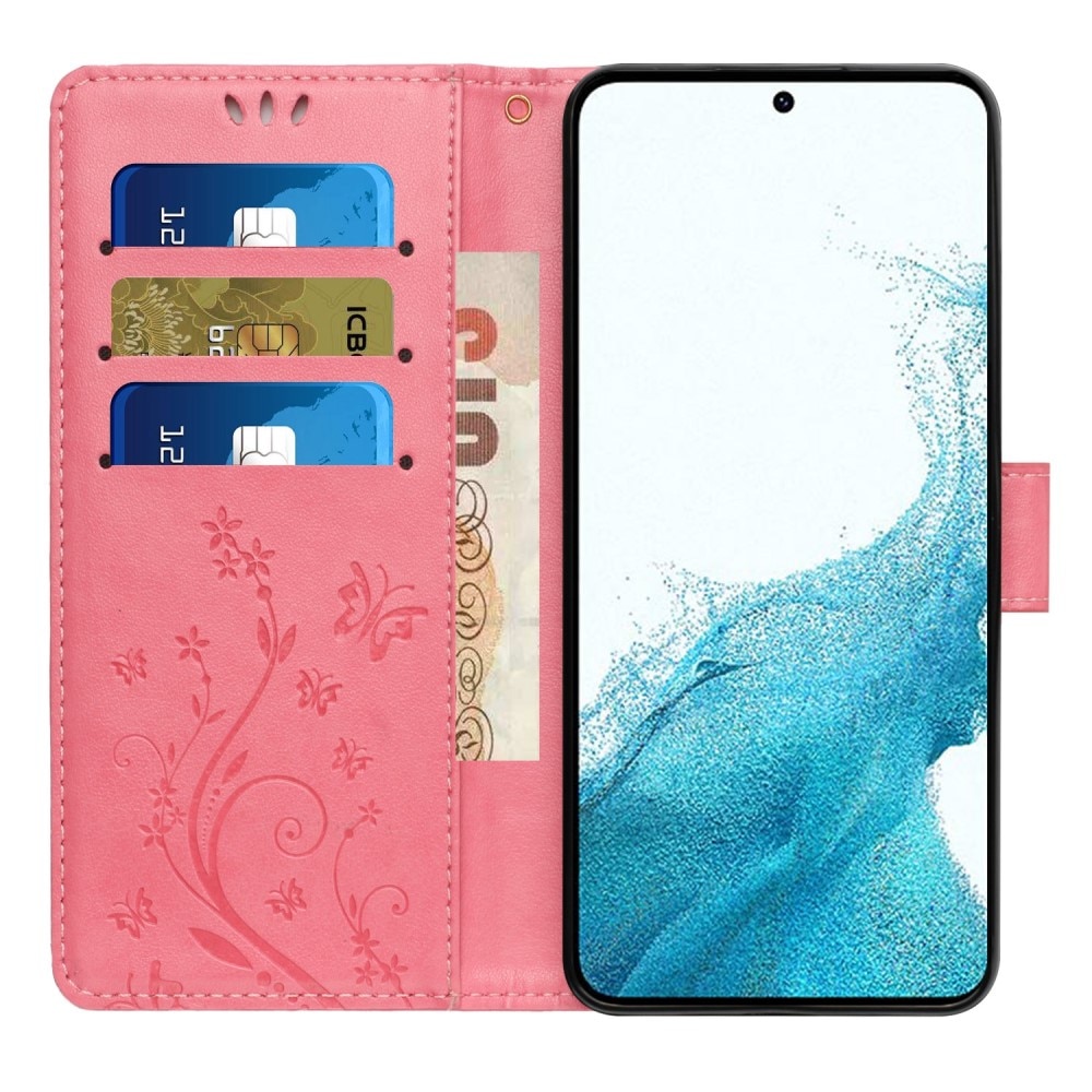 Samsung Galaxy S23 Mobilfodral med fjärilar, rosa