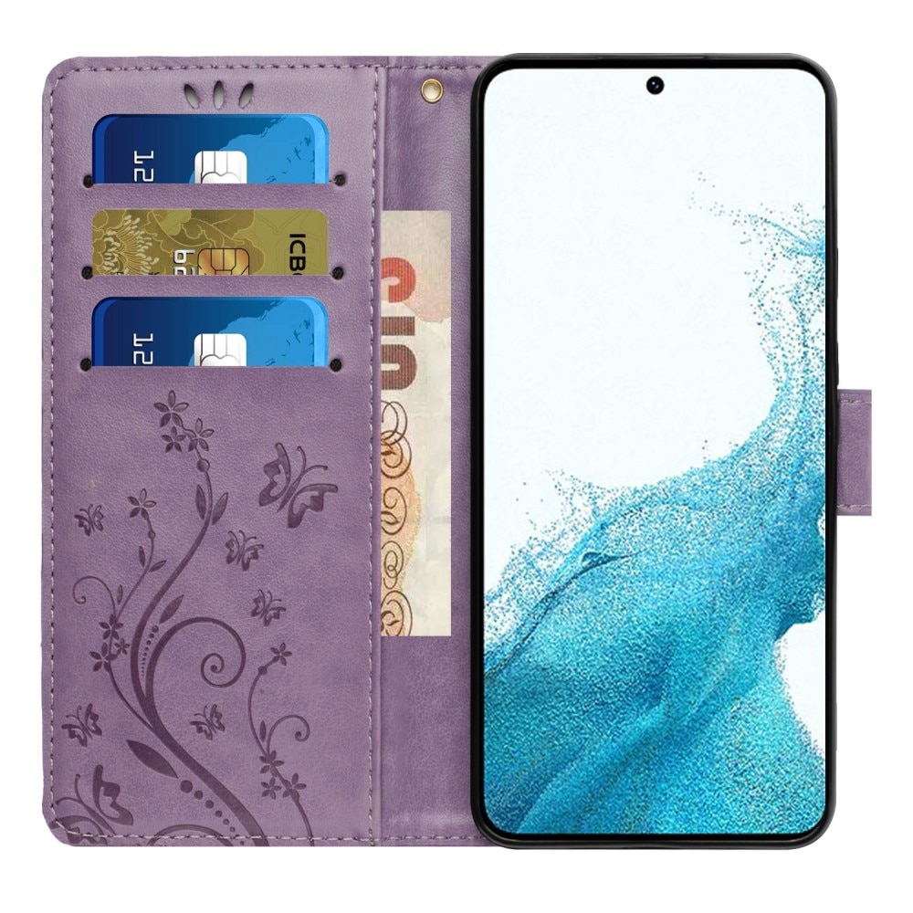 Samsung Galaxy S23 Mobilfodral med fjärilar, lila