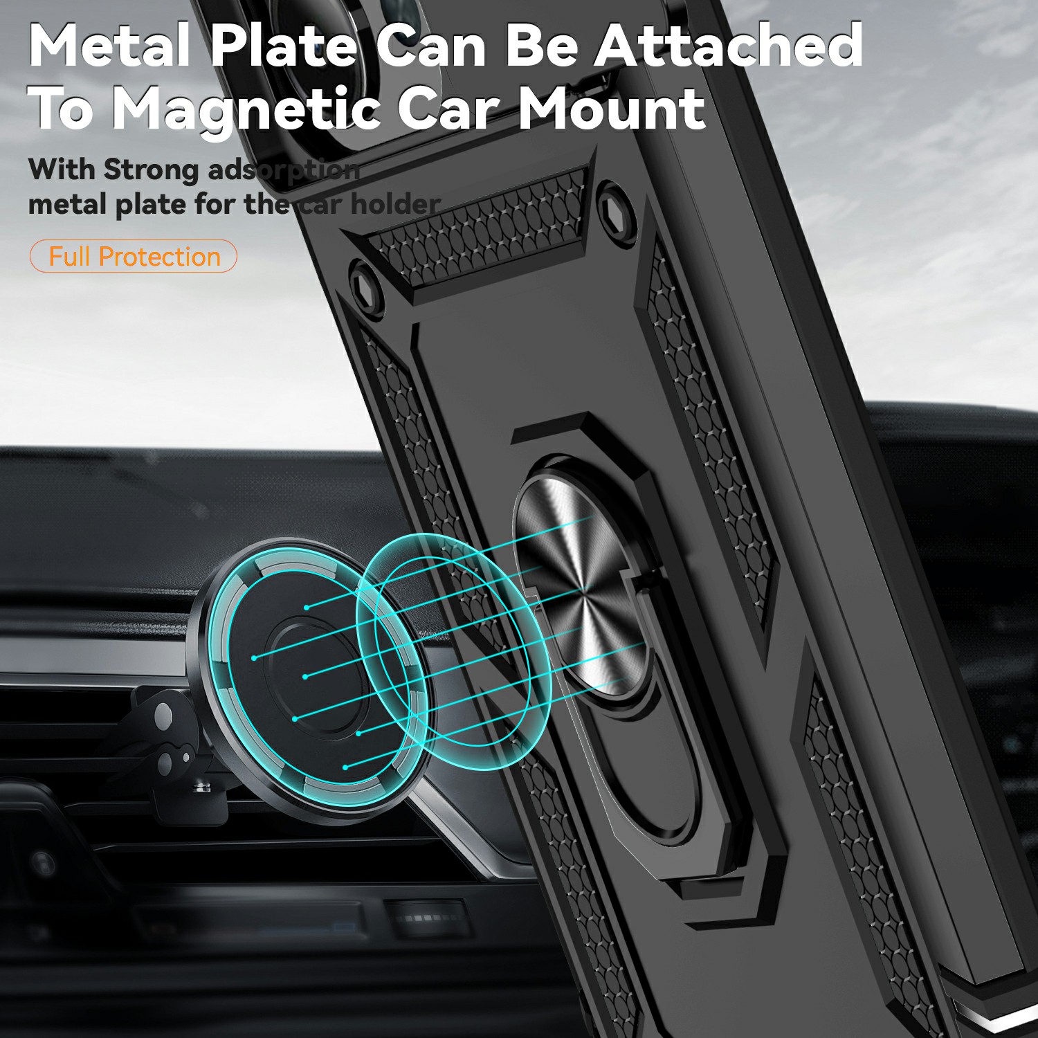 Xiaomi Redmi 15C Skal med kameraskydd & fingerring, Svart