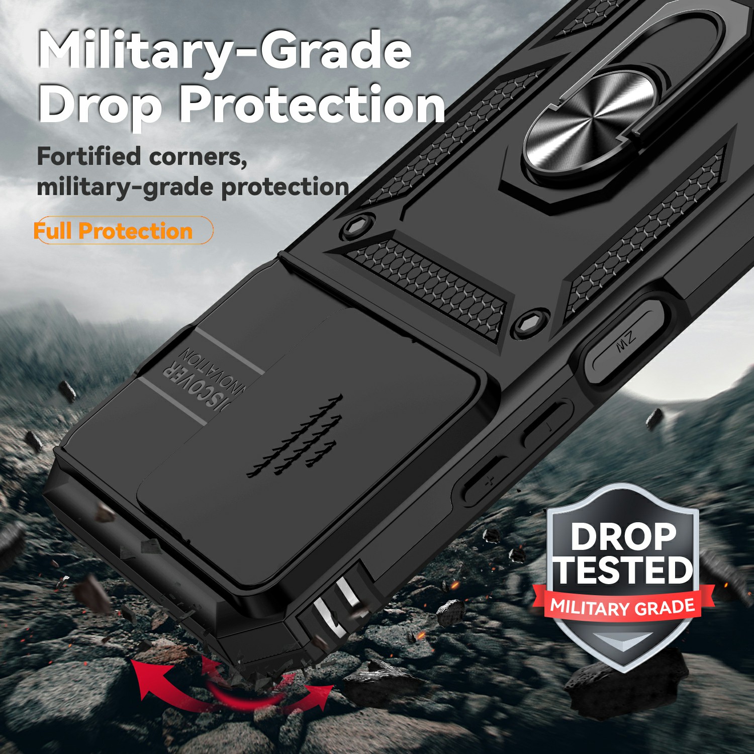 Xiaomi Redmi 15C Skal med kameraskydd & fingerring, Svart