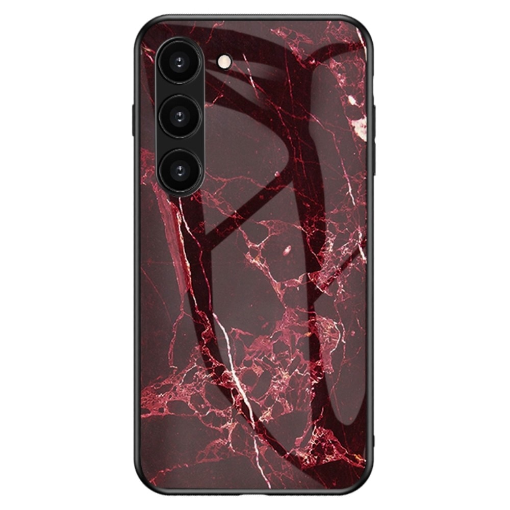 Samsung Galaxy S23 Mobilskal med baksida av glas, röd marmor
