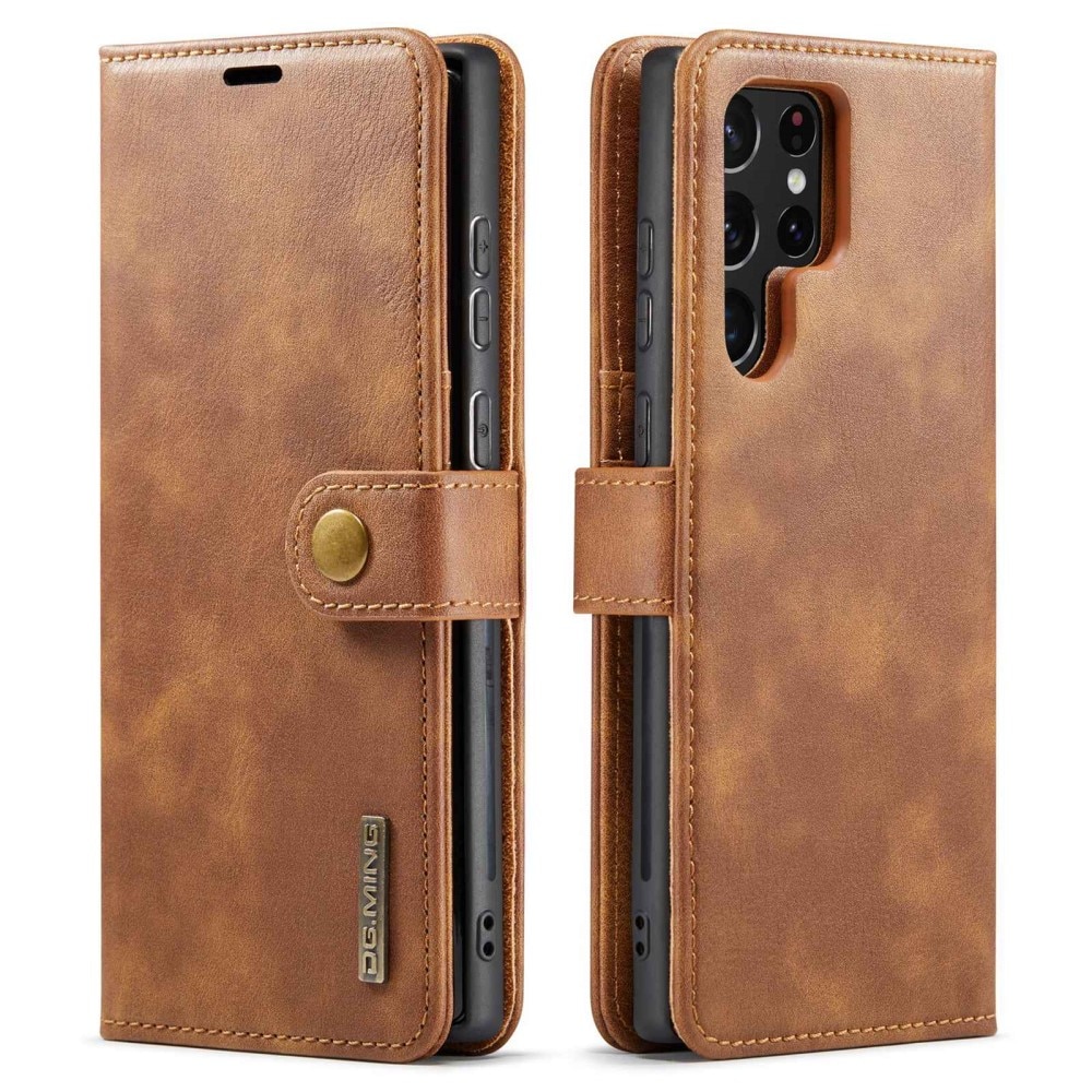 Samsung Galaxy S23 Ultra Plånboksfodral med avtagbart skal, cognac