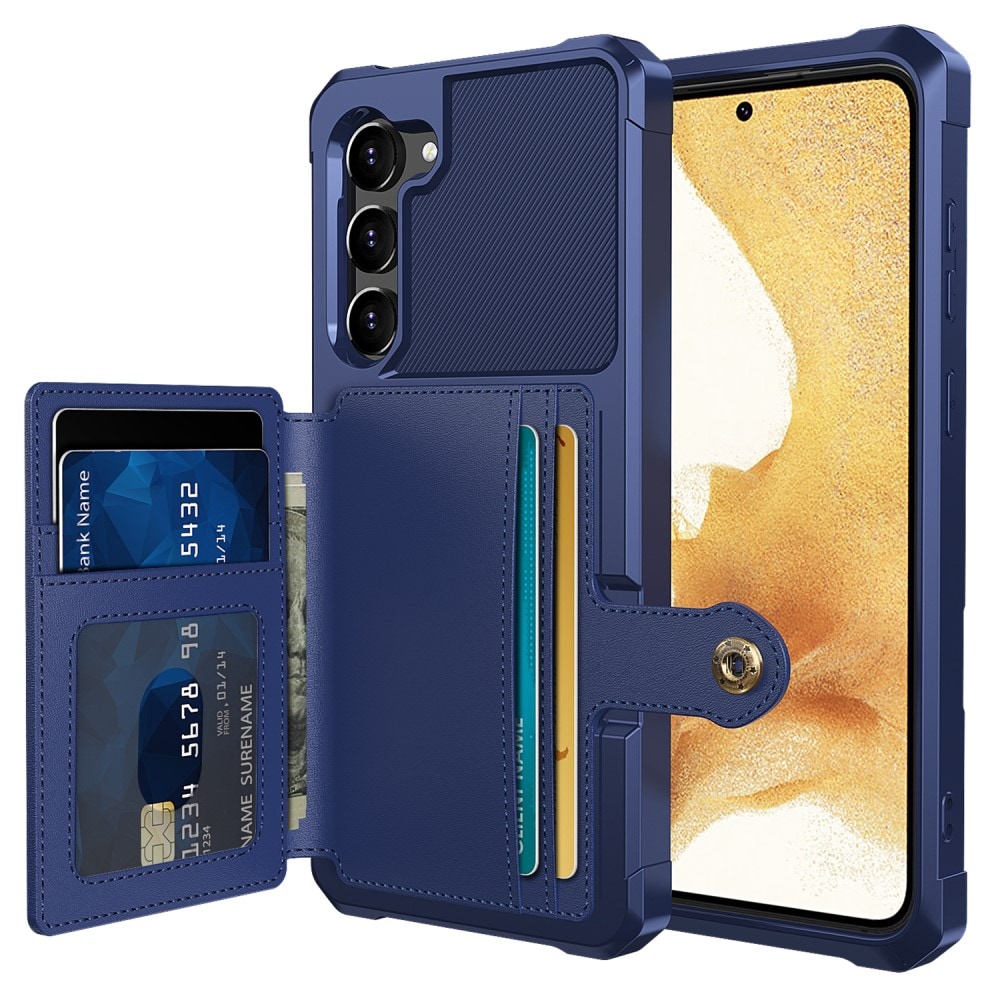 Samsung Galaxy S23 Stöttåligt Mobilskal med Plånbok, Blå