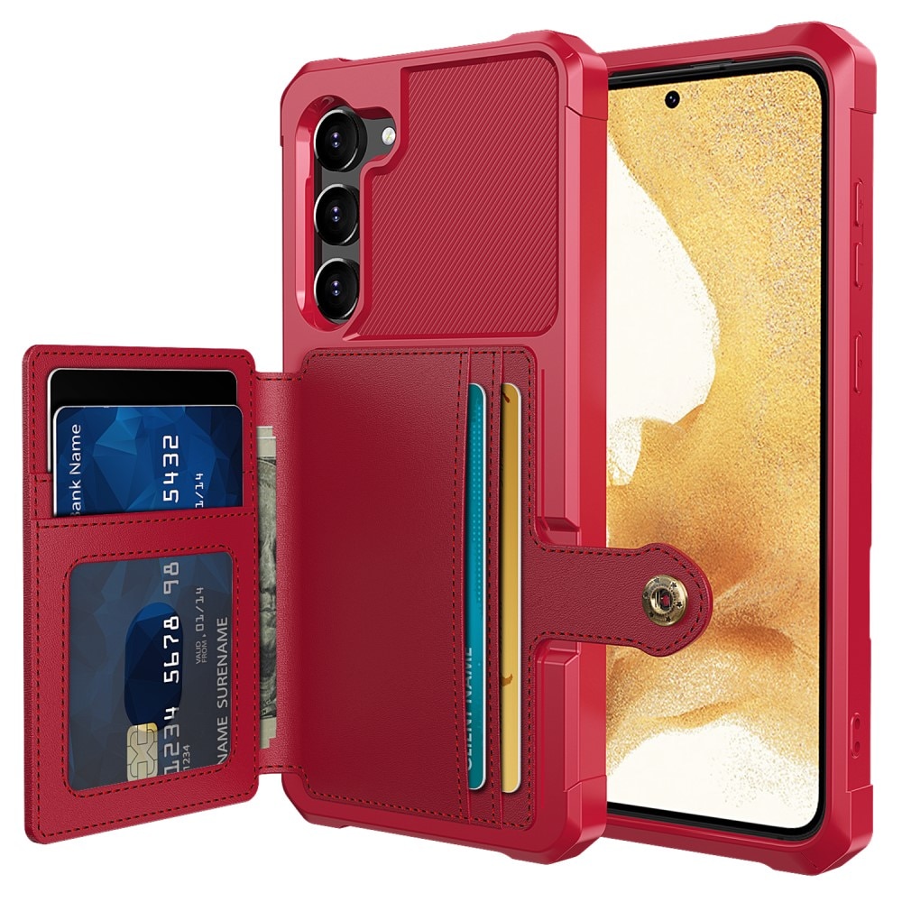 Samsung Galaxy S23 Stöttåligt Mobilskal med Plånbok, röd