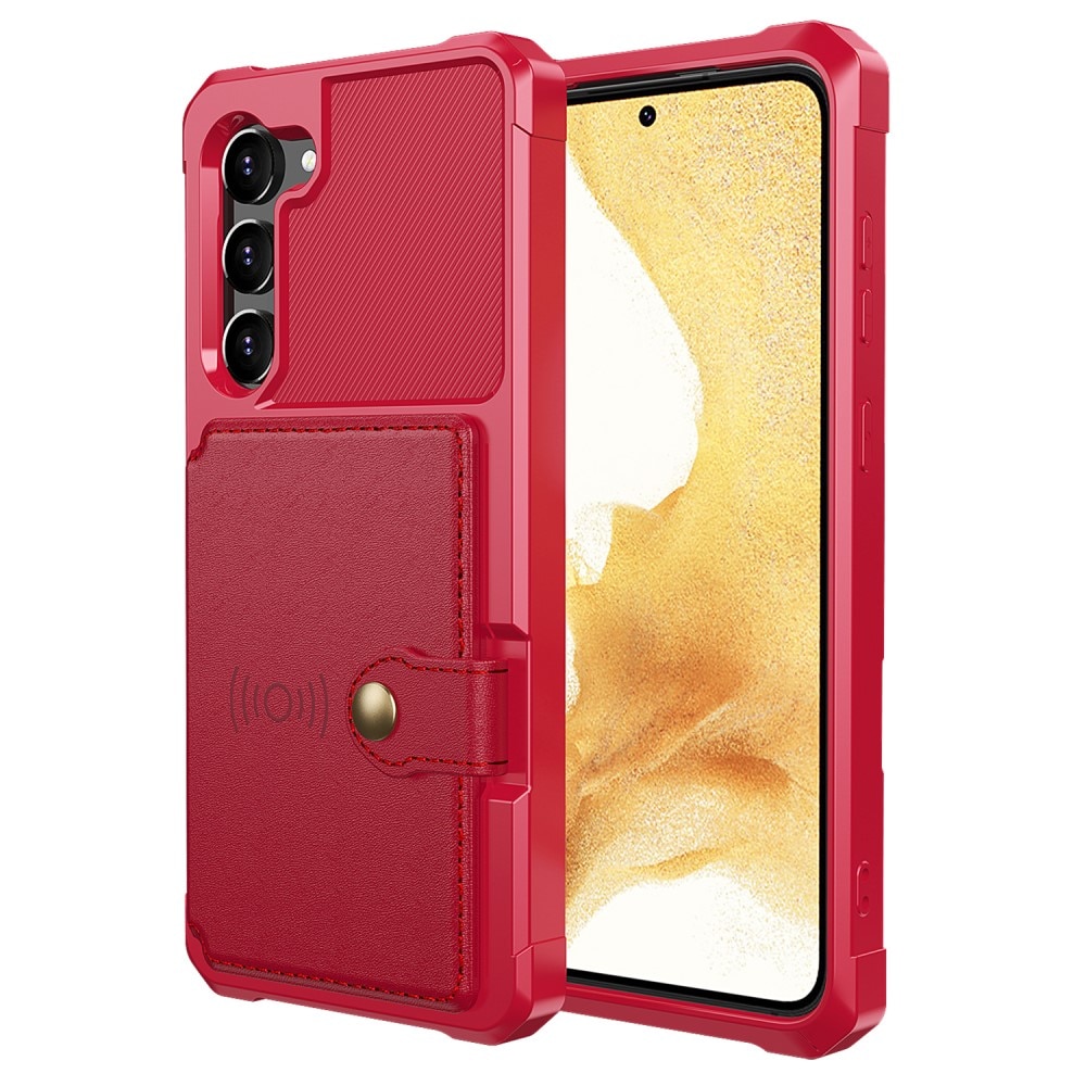 Samsung Galaxy S23 Stöttåligt Mobilskal med Plånbok, röd