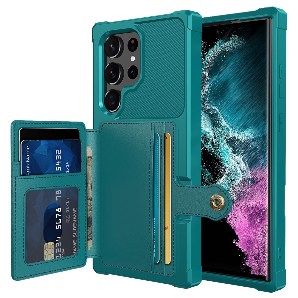 Samsung Galaxy S23 Ultra Stöttåligt Mobilskal med Plånbok, grön