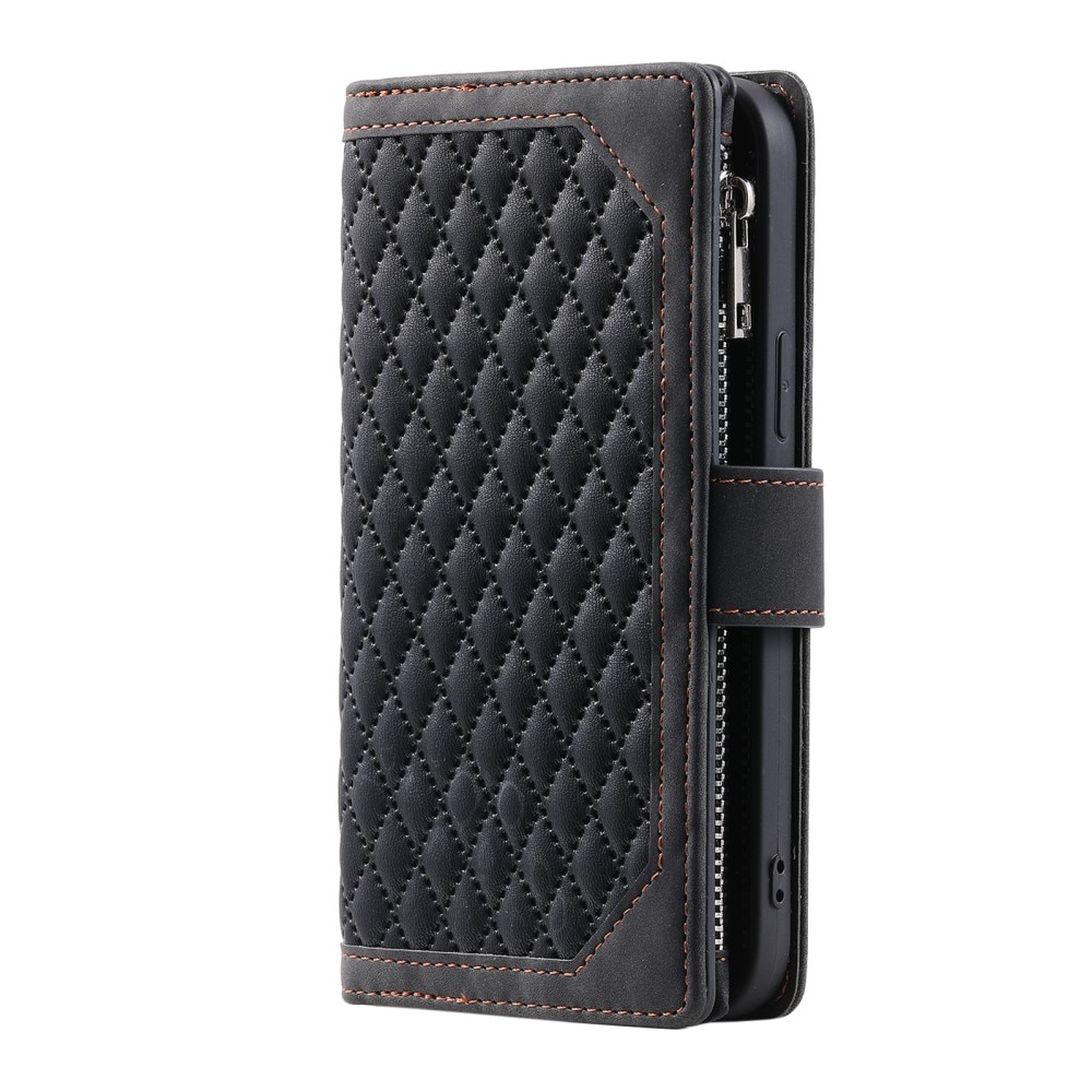 Samsung Galaxy S23 Ultra Quiltad plånboksväska, svart