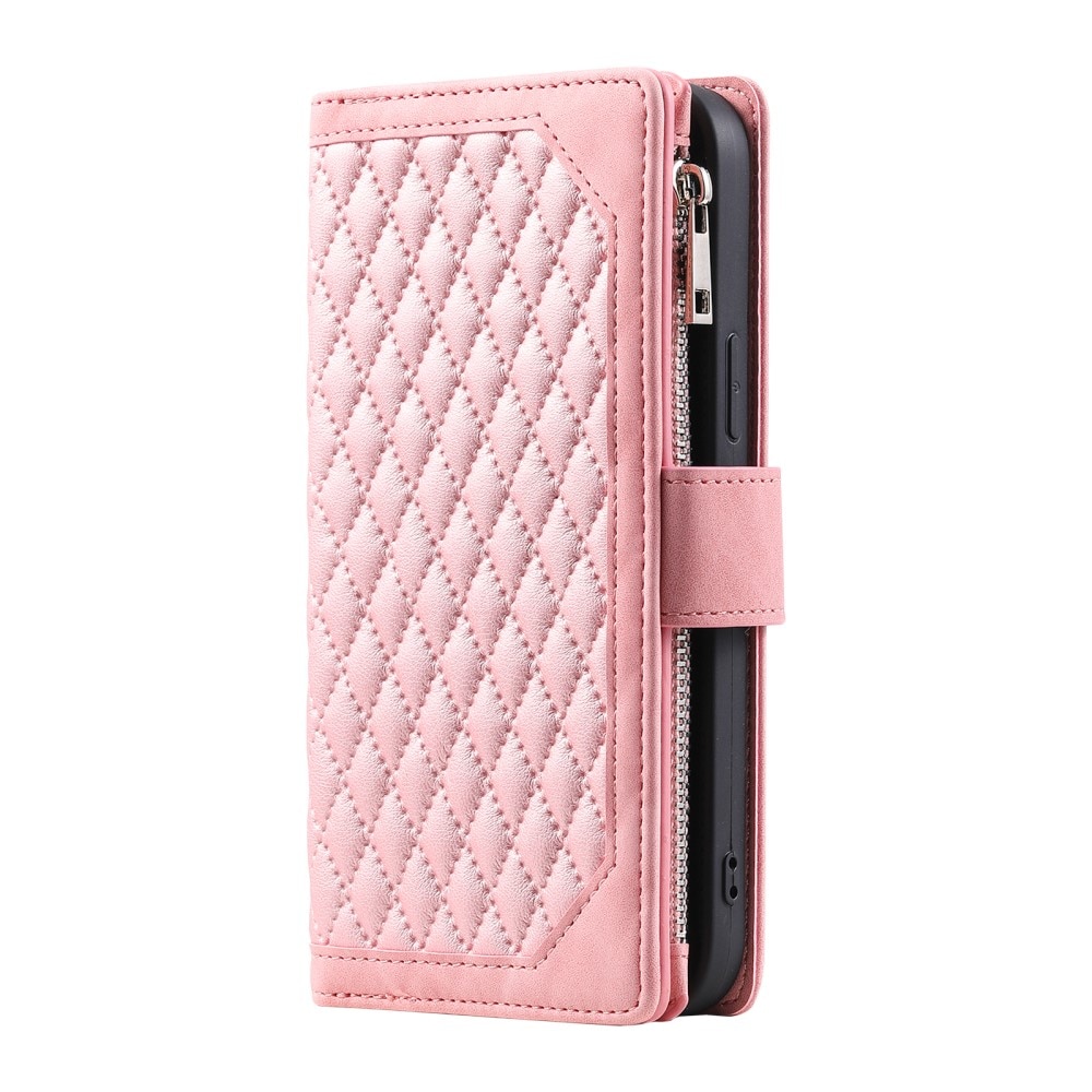 Samsung Galaxy S23 Ultra Quiltad plånboksväska, rosa
