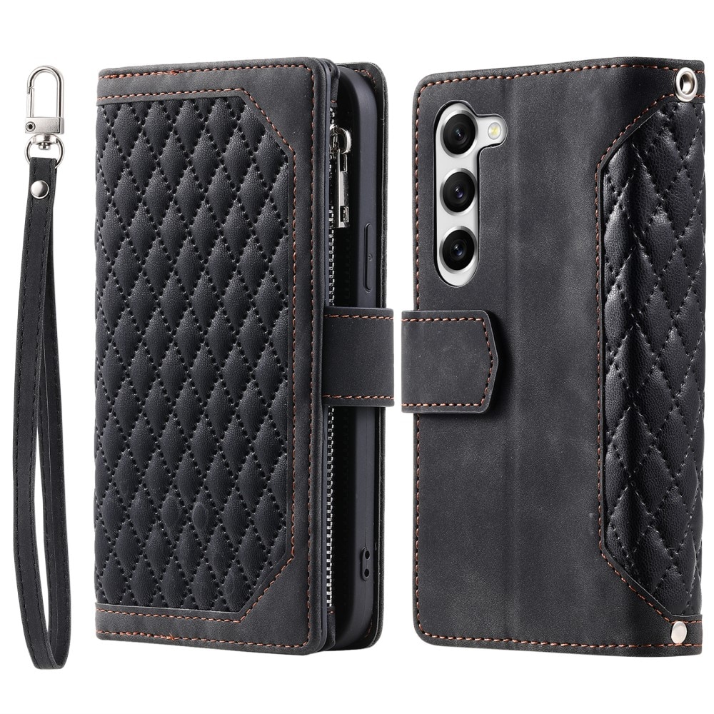 Samsung Galaxy S23 Plus Quiltad plånboksväska, svart