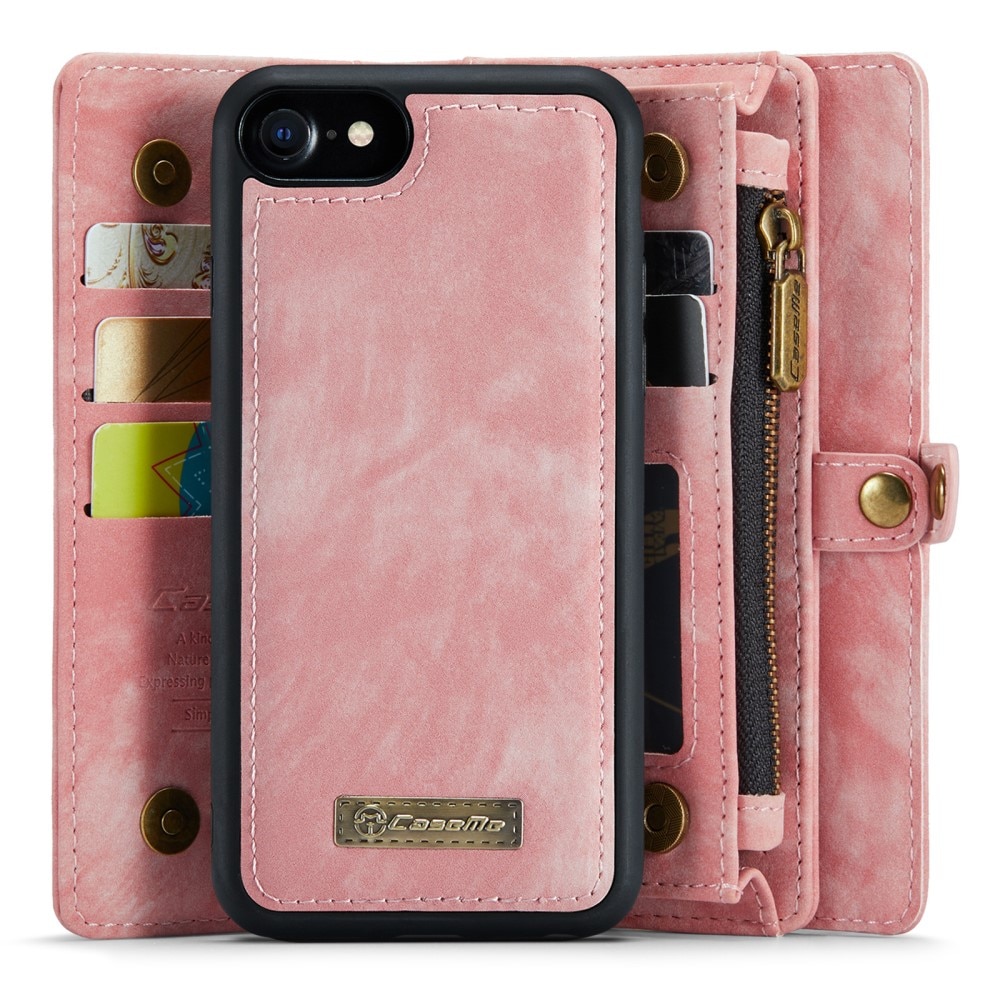 iPhone SE (2020) Rymligt plånboksfodral med många kortfack, rosa