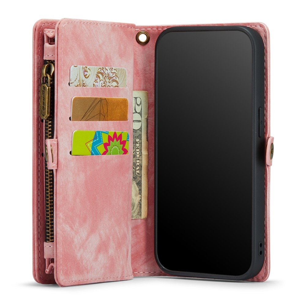 iPhone SE (2020) Rymligt plånboksfodral med många kortfack, rosa