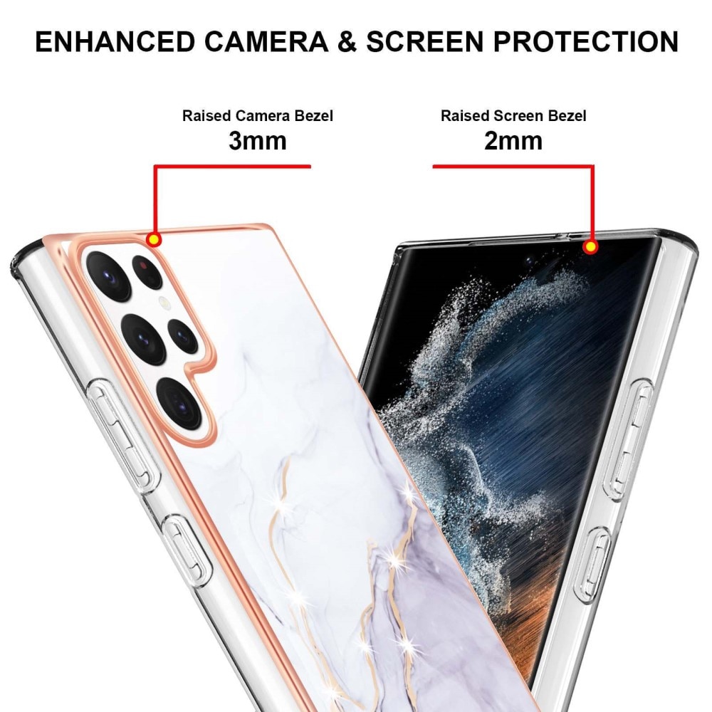 Samsung Galaxy S23 Ultra Mobilskal i TPU, vit marmor