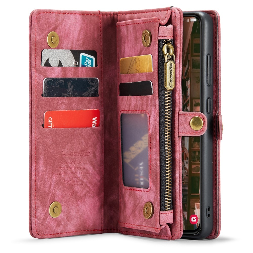 Samsung Galaxy S23 Rymligt plånboksfodral med många kortfack, röd