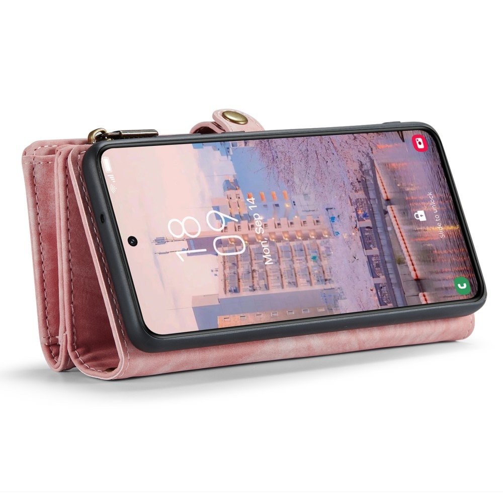 Samsung Galaxy S23 Rymligt plånboksfodral med många kortfack, rosa