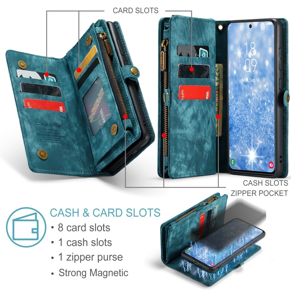 Samsung Galaxy S23 Rymligt plånboksfodral med många kortfack, blå