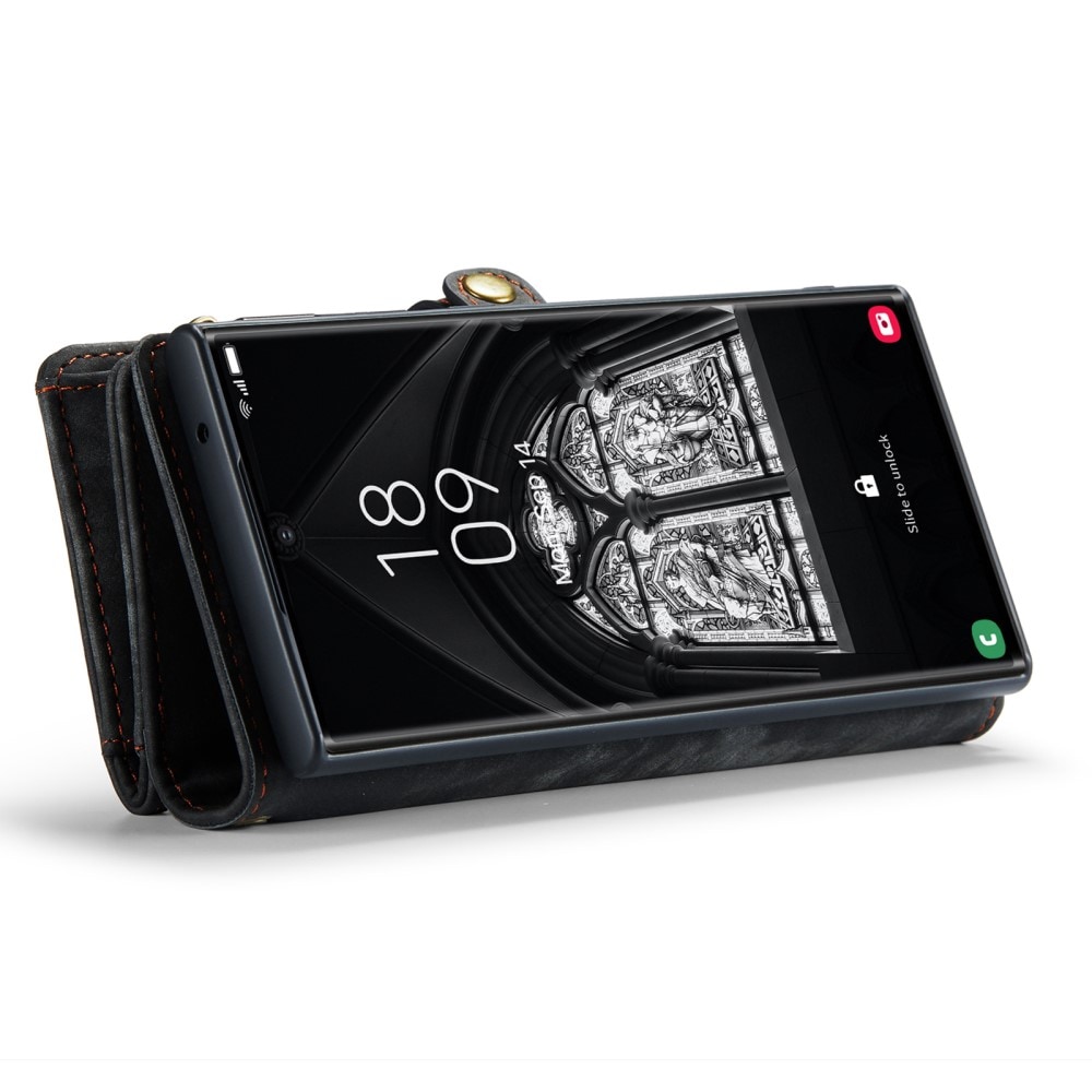 Samsung Galaxy S23 Ultra Rymligt plånboksfodral med många kortfack, Grå